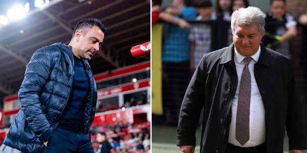 غضب لابورتا قد يطيح بتشافي من تدريب برشلونة